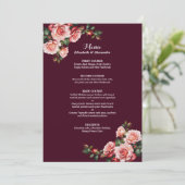 Menu Dark moody pink and red roses burgundy wedding (Debout devant)