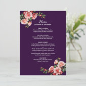Menu Dark moody pink and red roses purple wedding (Debout devant)