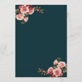 Menu Dark moody pink and red roses teal wedding (Dos)