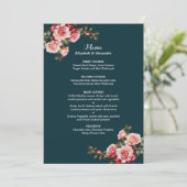Menu Dark moody pink and red roses teal wedding (Debout devant)