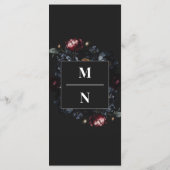 Menu Dark Moody Romantic Black Peony Mariage gothique (Dos)