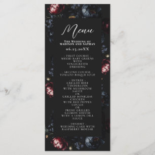 Menu Dark Moody Romantic Black Peony Mariage gothique