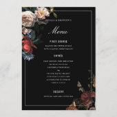 Menu Dark Moody Romantic Floral Néerlandais Mariage (Devant)