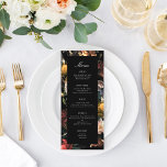 Menu Dark Moody Romantic Floral Néerlandais Mariage<br><div class="desc">Customisez tout le texte ; le nom de la mariée et de la mariée est au verso. Customisez plus loin pour changer la couleur arrière - plan sur l'avant et l'arrière.</div>
