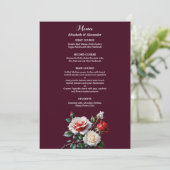 Menu Dark Pretty pink white red roses floral wedding  (Debout devant)