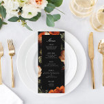 Menu Dark Romantic Floral Rose Master Mariage néerlanda<br><div class="desc">Customisez tout le texte ; le nom de la mariée et de la mariée est au verso. Customisez plus loin pour modifier la forme située derrière le texte.</div>