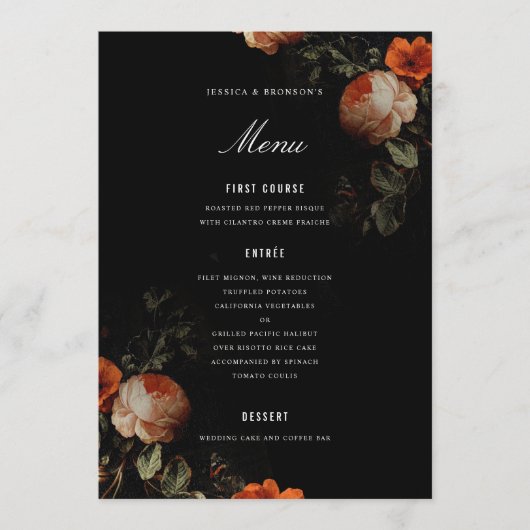 Menu DarkRomantic Floral Hollandais Master Mariage (Devant)