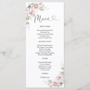 Menu de Baby Shower aux Fleurs Roses Rougissantes
