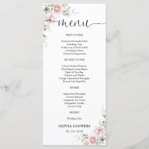 Menu de Baby Shower aux Fleurs Roses Rougissantes