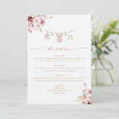 Menu de Baby Shower avec Fleurs Roses Clair sur un (Debout devant)
