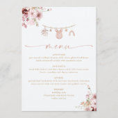 Menu de Baby Shower avec Fleurs Roses Clair sur un (Devant)