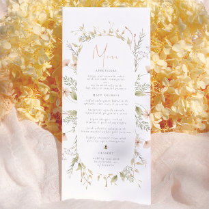 Menu de Baby Shower Bohème Fille Abeille Petite Fl
