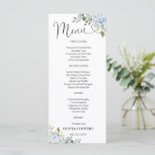 Menu de Baby Shower Botanique Bleu Clair (Debout devant)