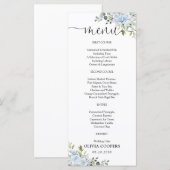 Menu de Baby Shower Botanique Bleu Clair (Devant / Derrière)