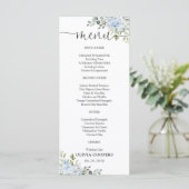 Menu de Baby Shower Botanique Bleu Clair (Debout devant)