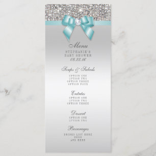 Menu de Baby shower de la courbe Turquoise de la s