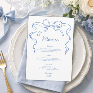 Menu de Baby Shower de Mariage au Ruban Bleu Éléga
