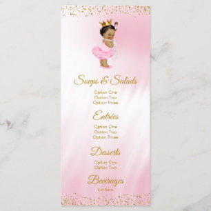 Menu de Baby Shower de Princesse en Or Rose Ethniq