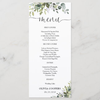Menu de Baby Shower Elégant avec Feuillage