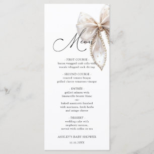 Menu de Baby Shower Elegant Bow