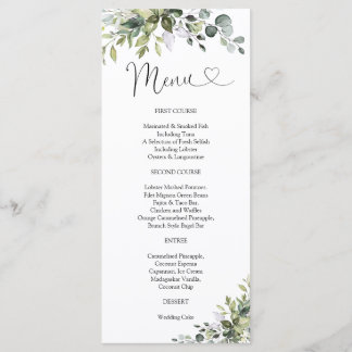 Menu de Baby Shower Elegant Verdure
