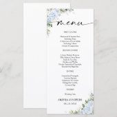 Menu de Baby Shower Floral Hydrangea Bleu (Devant / Derrière)
