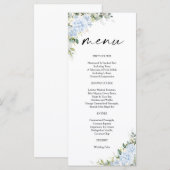 Menu de Baby Shower Floral Hydrangea Bleu (Devant / Derrière)