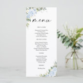 Menu de Baby Shower Floral Hydrangea Bleu (Debout devant)