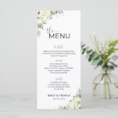 Menu de Baby Shower Mariage Fleurs Blanches (Debout devant)