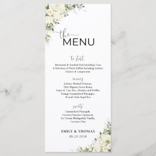 Menu de Baby Shower Mariage Fleurs Blanches