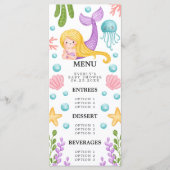 Menu de Baby Shower Océan Sirène (Devant)