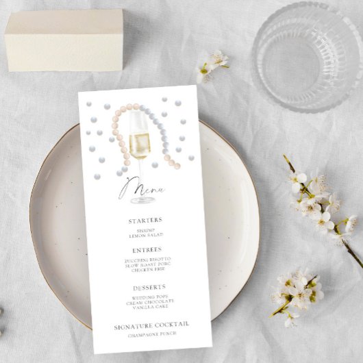 Menu de baby shower « Perles et Prosecco »