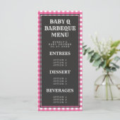 Menu de Baby shower préposé En vichy rose pour béb (Debout devant)
