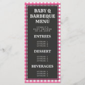 Menu de Baby shower préposé En vichy rose pour béb (Devant)