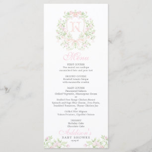 Menu de Baby Shower Preppy Crest
