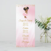 Menu de Baby Shower Princesse en Or Rose (Debout devant)