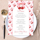 Menu de Baby Shower Rose Coquette Cerise