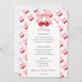 Menu de Baby Shower Rose Coquette Cerise (Devant)