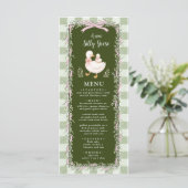 Menu de Baby Shower Sage Vert Silly Goose Gingham (Debout devant)