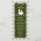 Menu de Baby Shower Sage Vert Silly Goose Gingham (Devant)