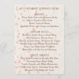 Menu de Baby Sprinkle Automnal Cozy Saisonnière