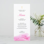 Menu de baptême fille à l'encre alcoolique rose (Debout devant)