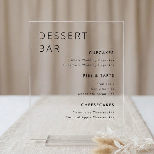 Menu de bar à desserts de mariage minimaliste mode