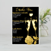 Menu de bar de fête de cocktail doré romantique (Debout devant)