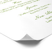 Menu de bar de mariage blanc et vert sauge Poster (Coin)