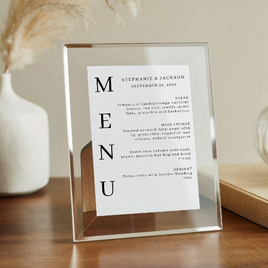 Menu de bar de mariage classique avec calligraphie