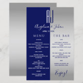 Menu de Bar de Mariage Élégant Bleu Nuit (Devant / Derrière)