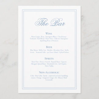 Menu de bar de mariage élégant et intemporel