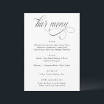 Menu de bar de mariage luxueux Calligraphie élégan<br><div class="desc">Menu de bar de mariage de luxe : Ce menu de bar de réception de mariage calligraphié élégant est parfait pour un mariage sophistiqué et classe. Voir tous les produits assortis ci-dessous.</div>