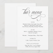 Menu de bar de mariage luxueux en calligraphie élé (Devant / Derrière)